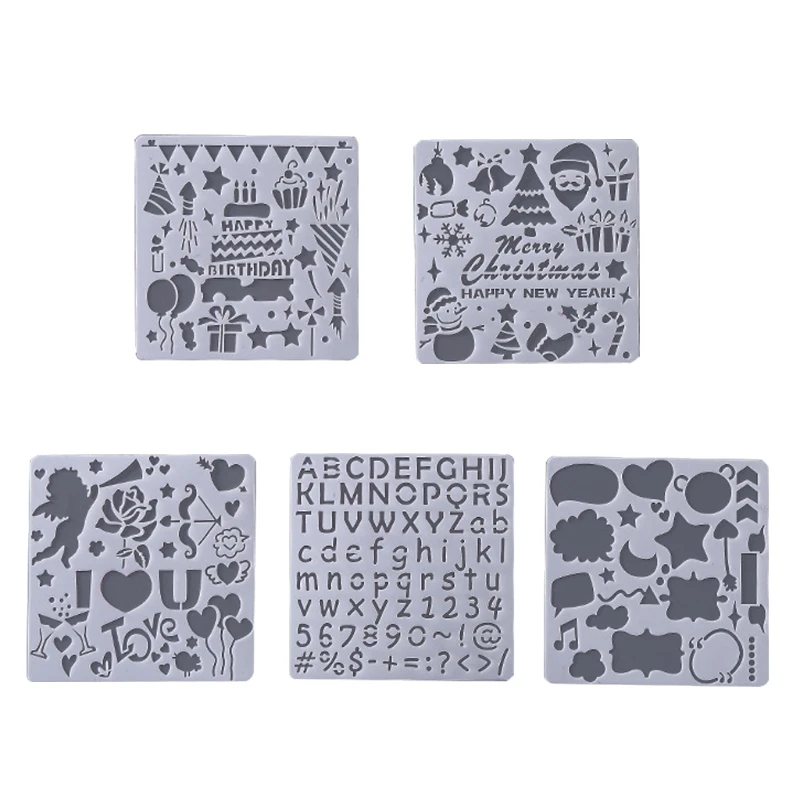 

5Pcs Multi-purpose Small Christmas Painting Stencil for Student Children