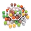 10Pcs 15mm Printed Silicone Beads Round Baseball Tennis Basketball Food Grade Teether Beads for DIY Baby Pacifier Chain Clip 4