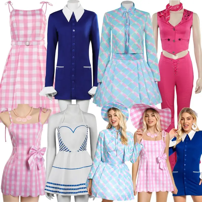 Derma Barbier Cosplay Pink Dress Women Costume Movie Barbier Clothes For Adult Women Roleplay Fantasia Halloween Travestimento Suit