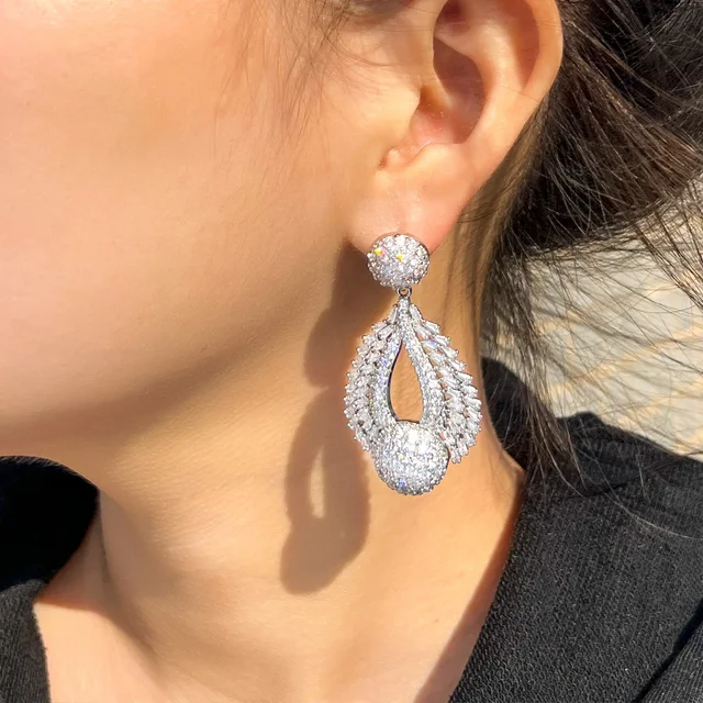 Orecchini A Goccia In Argento 925 Placcato Oro Con Zirconi - Confezione Regalo POPLYKE