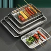 Rectangular Storage Plates Stainless Steel Bakeware with Cooling Rack Kitchen Oven Baking Tray Oil Filter Pan Food Service Trays 1