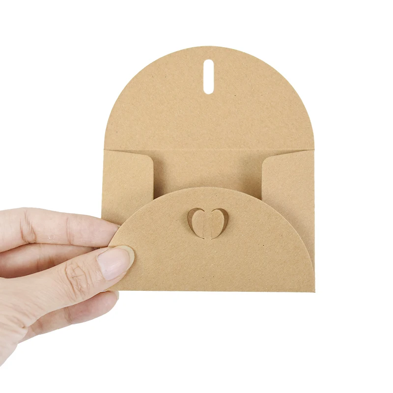 Kraft Paper Envelope 3D Love Button Invitation Greeting Card Valentine's Day Gift Letter Wedding Party Invitation Cards 10PCS