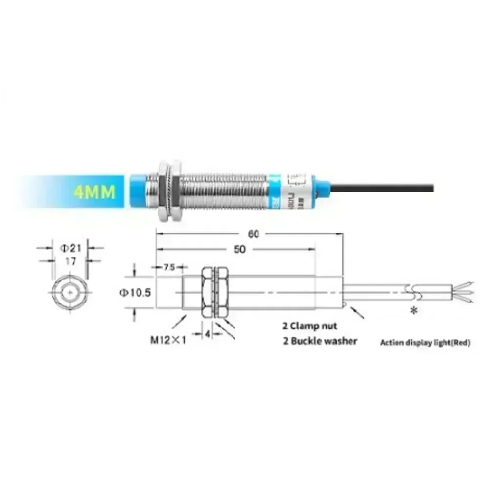 2개의 LJ12A34ZBY 근접 센서 스위치는 PLC 및 마이크로컨트롤러 시스템에 사용하기 위한 4mm 감지 거리를 갖추고 있습니다.