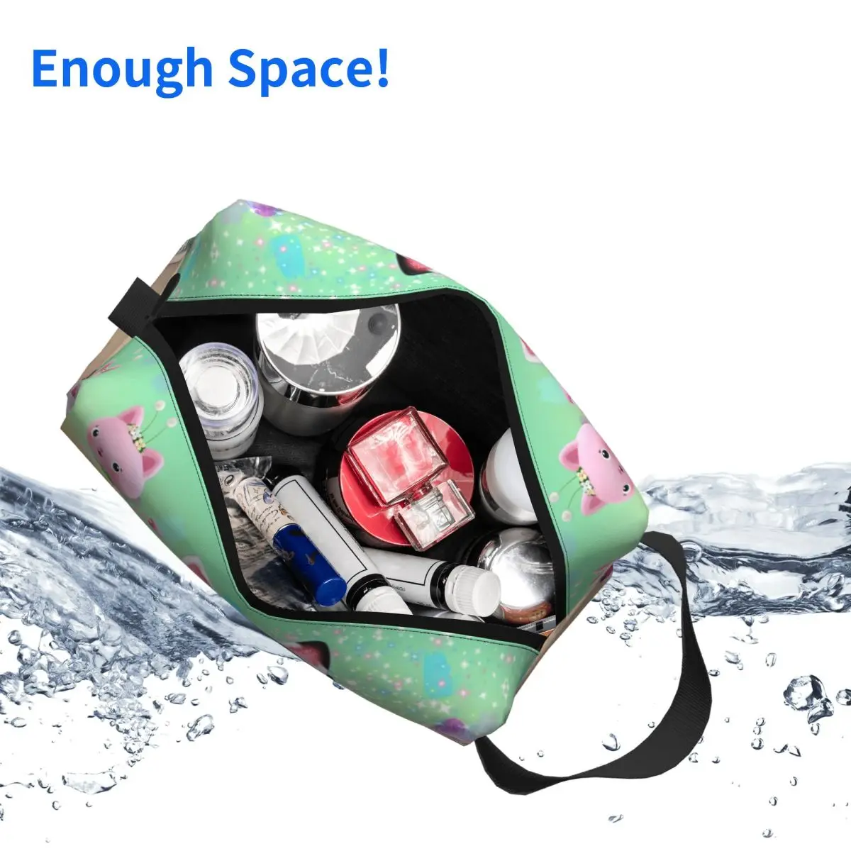 Custom Fashion Gabbys Dollhouse Travel Toiletry Bag for Gabby Cat Pandy Paws Makeup Cosmetic Organizer Beauty Storage Dopp Kit 5