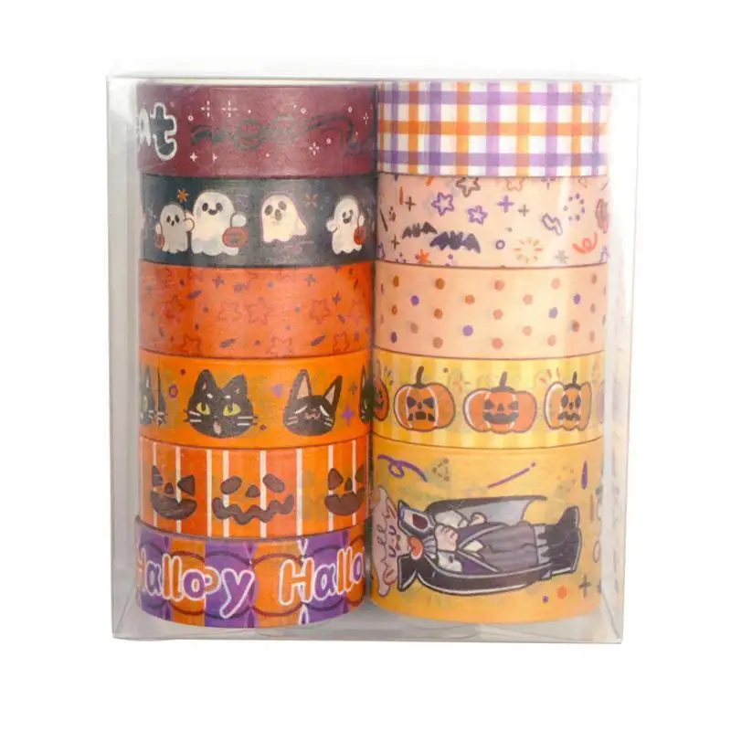 11Pcs Halloween Paper Tape DIY Diary Album Journal Scrapbooking Decoration Halloween Decorative Stickers DIY Handbook Material