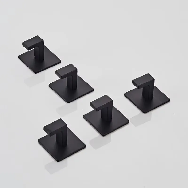 1-4pcs Bathroom Adhesive Wall Black Robe Hooks Towel Hook Coat Holder Keys Clothes Hanger Bathroom Kitchen Hardware Accessories