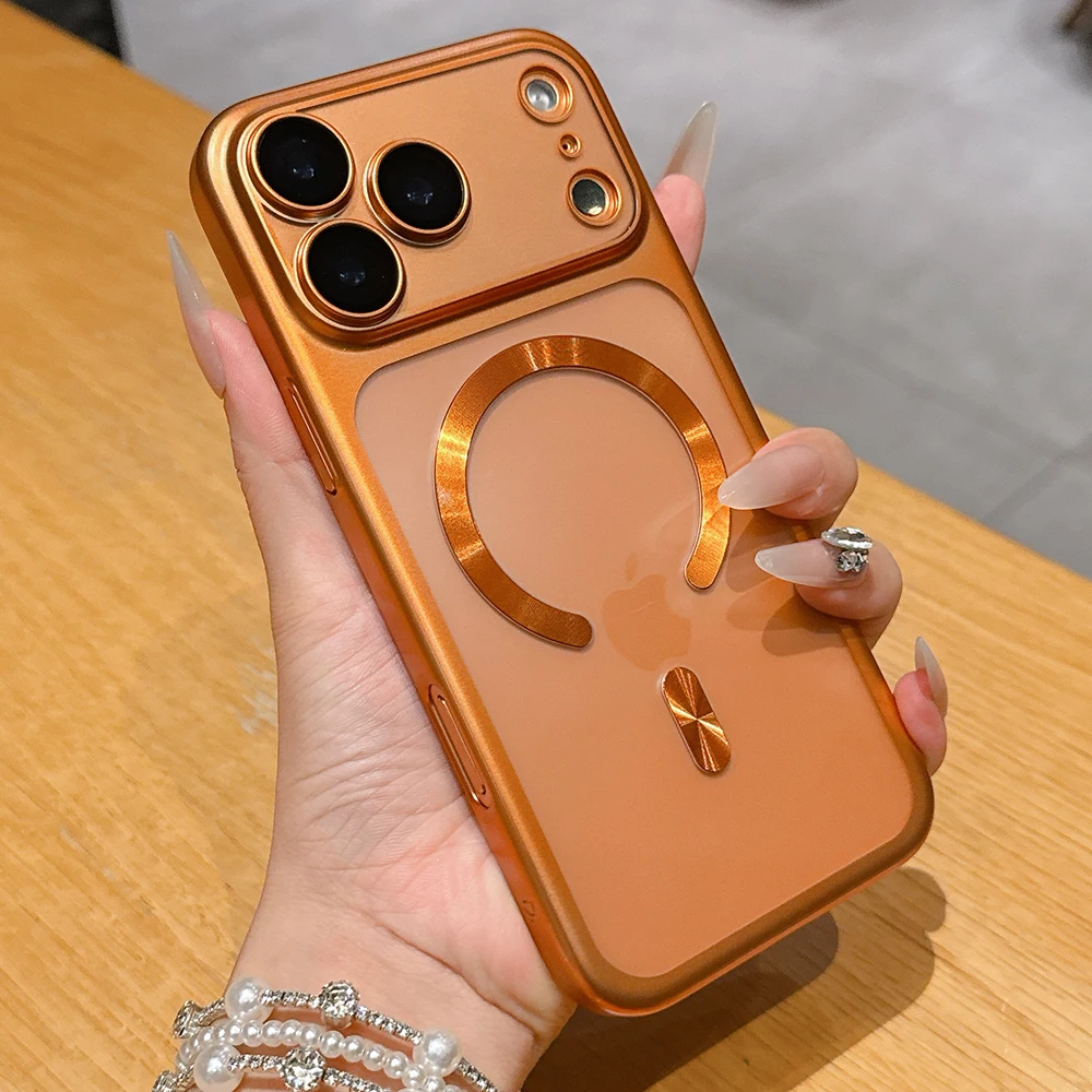 Luxury Matte Translucent Magnetic Phone Case For iPhone 17 Pro Max 17Pro Air Cases For Magsafe Wireless Charging Protector Cover - 2