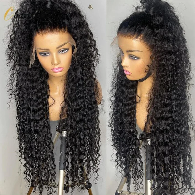 

Deep 26Inch 180%Density Long Black Kinky Curly Lace Front Wig For Women With Baby Hair Heat Resistant Glueless Daily Wear