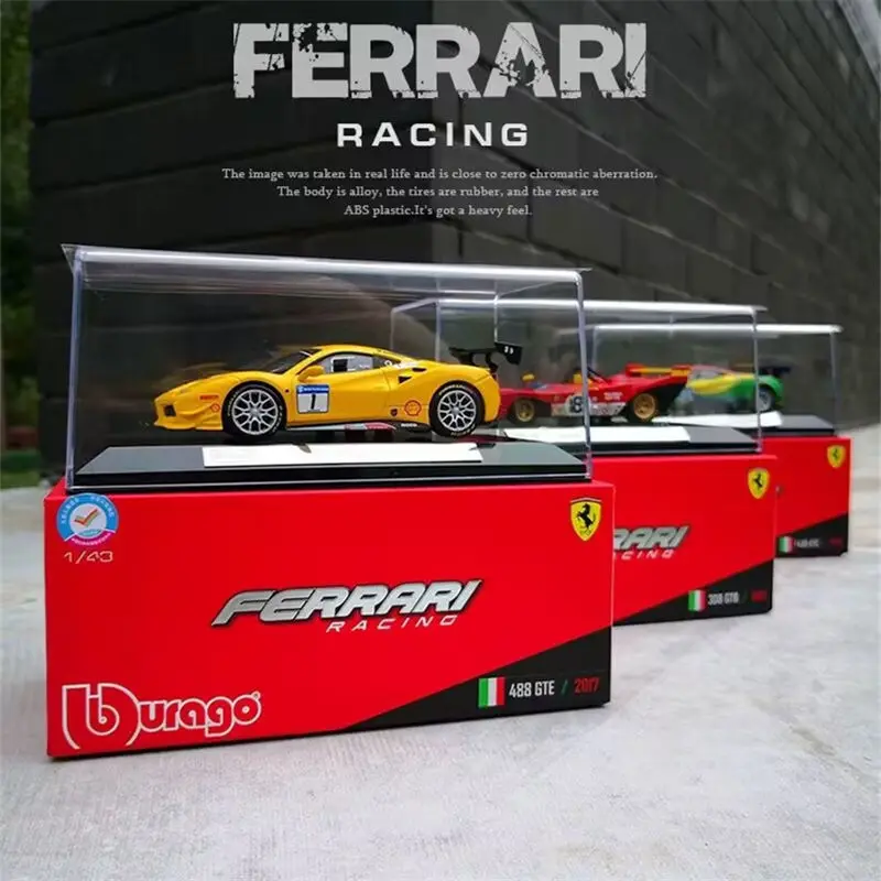Модель гоночного автомобиля Bburago 1:43 Ferrari 458 488 GTE GT3 312 P F430 GTC 512 из сплава, имитация металлического спортивного автомобиля, коллекционные игрушки