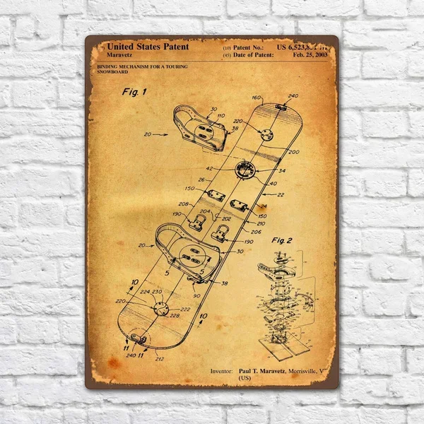 

Snowboard 2003 Patent Vintage Retro Metal Tin Sign Metal Sign Wall Decor Fashion Art Decor Poster BIE136