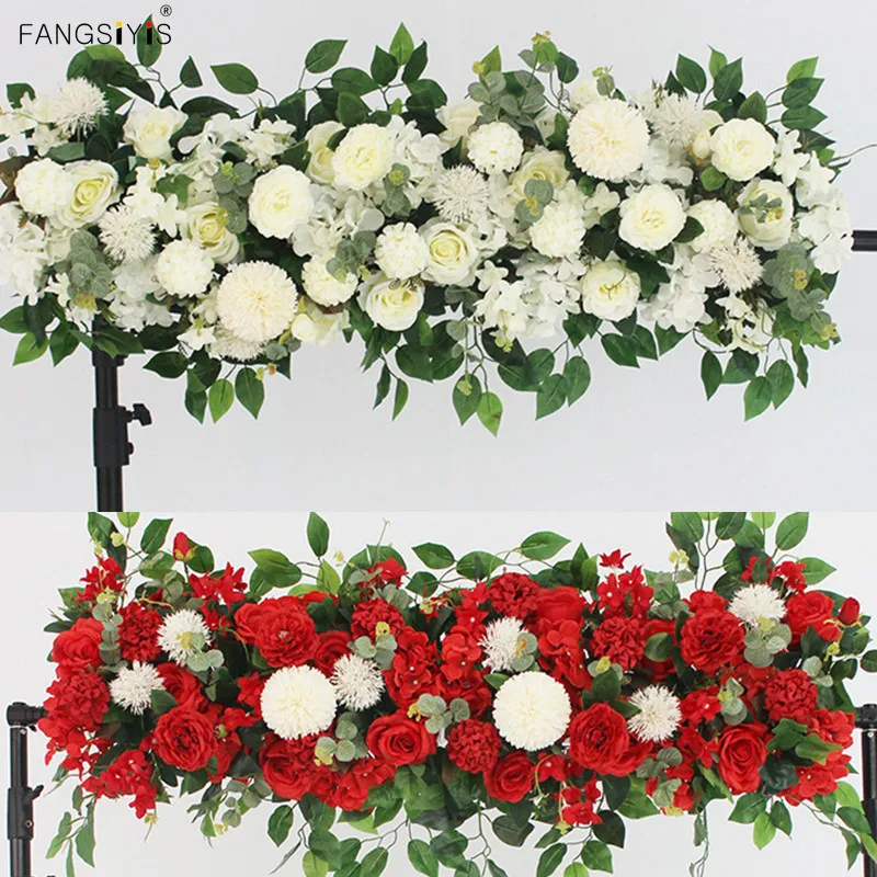 50/100CM DIY Wedding Flower Wall Arrangement Supplies Silk Peonies Rose Artificial Floral Row Decor Marriage Iron Arch Backdrop