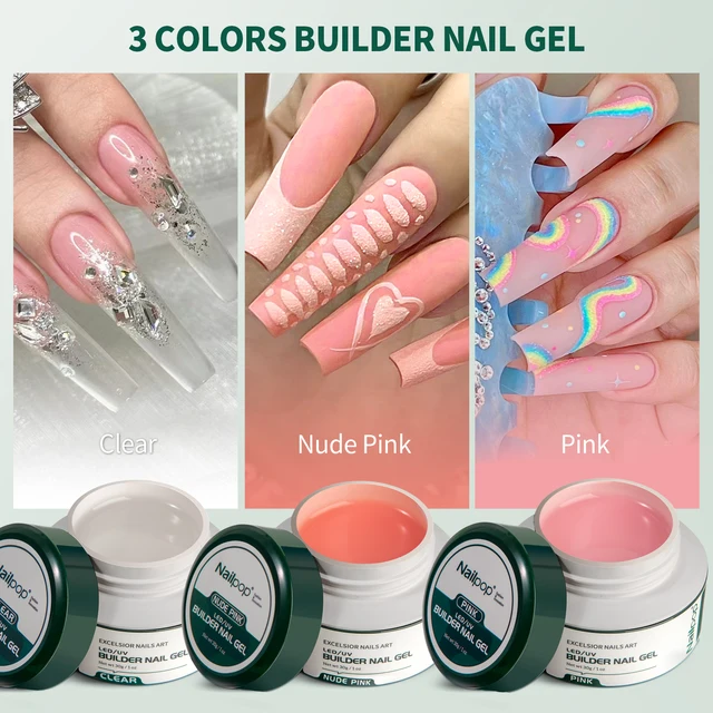 Nailpop Builder Nail UV Gel 30G Clear Hard Gel for Nail Extension Nude Pink Builder Base Gel Professional Nail Salon Home DIY 5