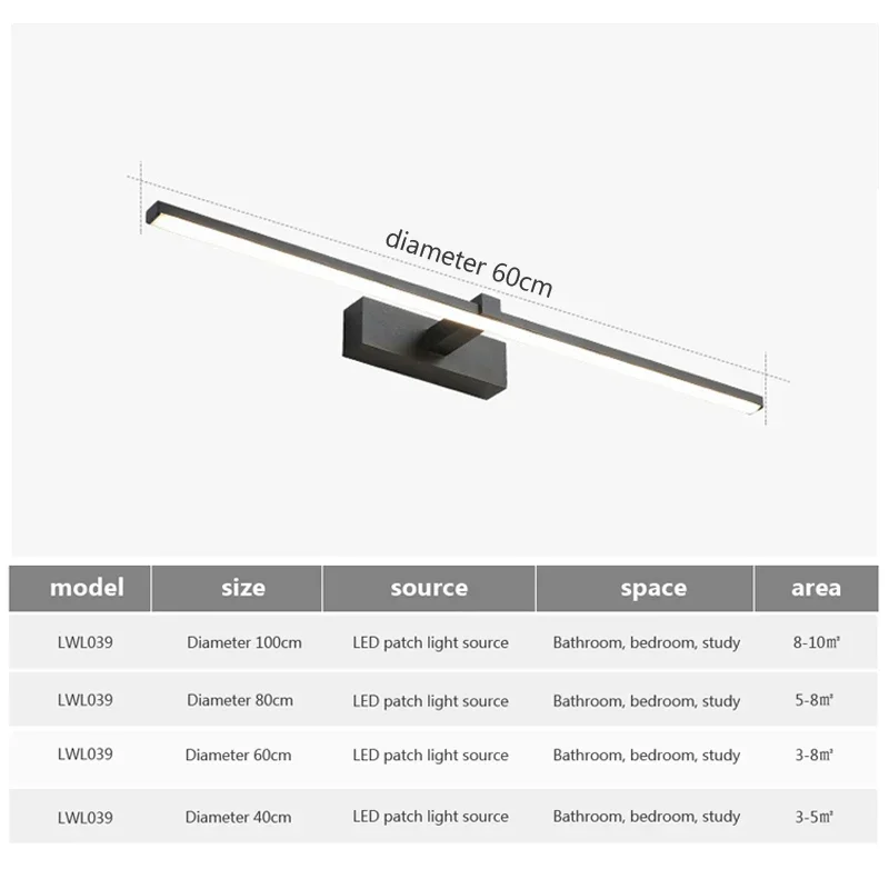 Modern LED Wall Light Bathroom Hardwares Wall Lamp Three Colors Lights Aluminum Led Bathroom Bath Mirror Line Lamp Make Up light led wall light