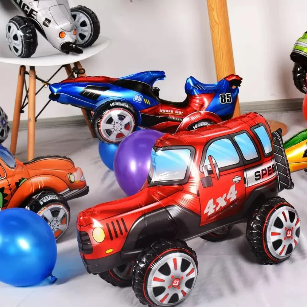 3D Cartoon Car Foil Balloon 3D Cartoon Car Foil Balloon Buggy Racing Digging Car Train Gift Baby Shower Birthday Party Decorations Kids Toys Helium Balloons