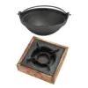 Camping Furnace Hot Pot Furnace with Pot without Lid Sturdy Cast Iron Wok Stand Fondue Furnace Fire Boiler for Traveling, 3