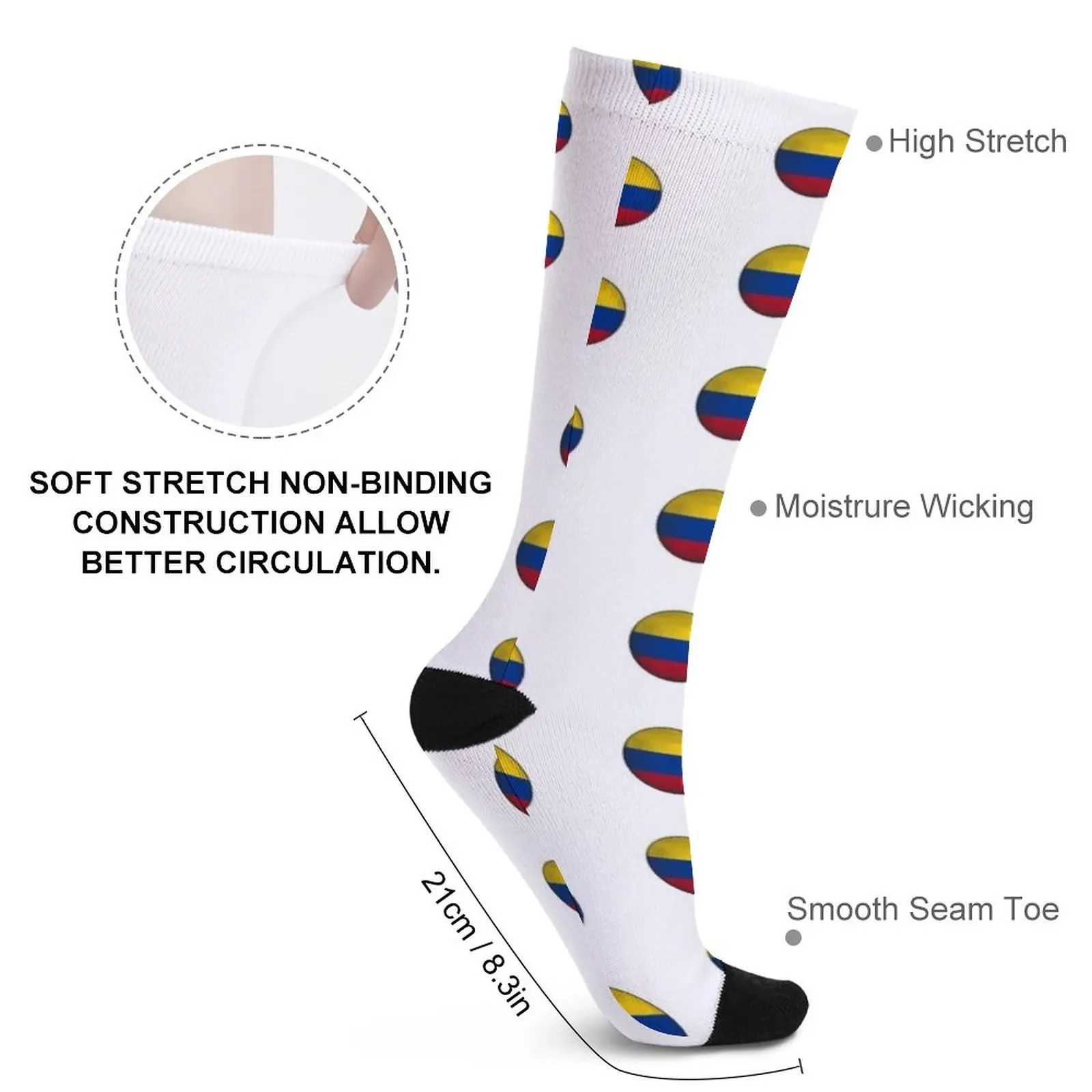 colombia flag ball Socks Run stockings for men Men cycling socks Men's winter thermal socks