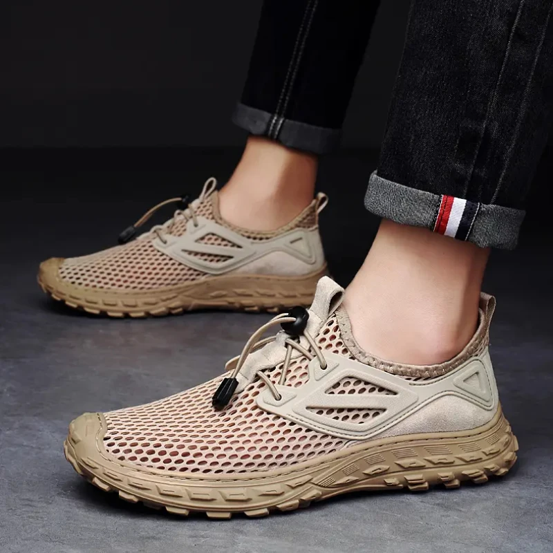 

Кроссовки мужские сетчатые на шнуровке, удобные повседневные Нескользящие кеды, легкая мягкая подошва, Вулканизированная подошва, для бега