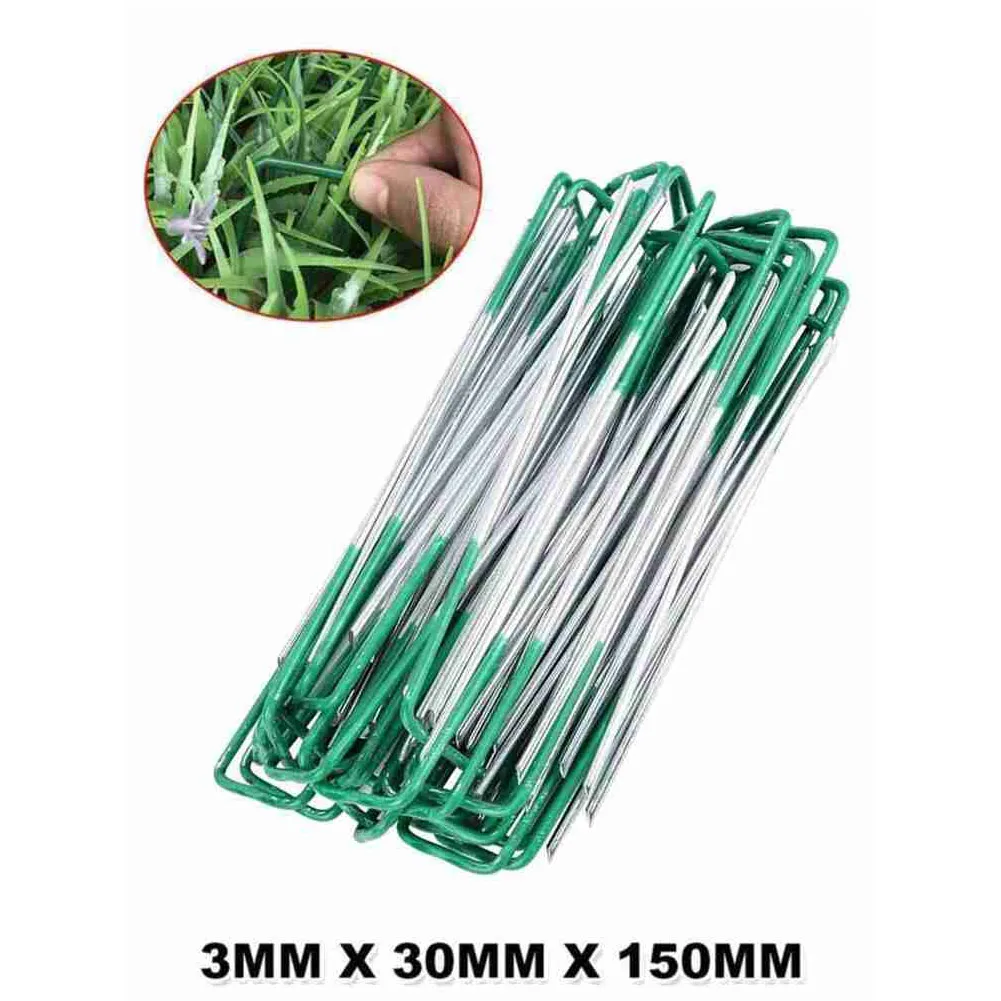 10pcs U-Shaped Nails Carbon Steel Garden Netting Fixed Pegs Garden Ground Lawn Turf Galvanised Pegs Staples Fastening Nails garden staples