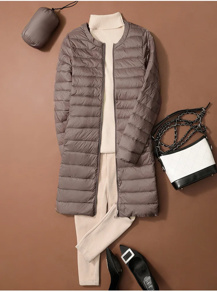 SEDUTMO Winter Duck Down Jackets Women Long Ultra Light Coat Casual Slim Black Thin Autumn Parkas ED2070