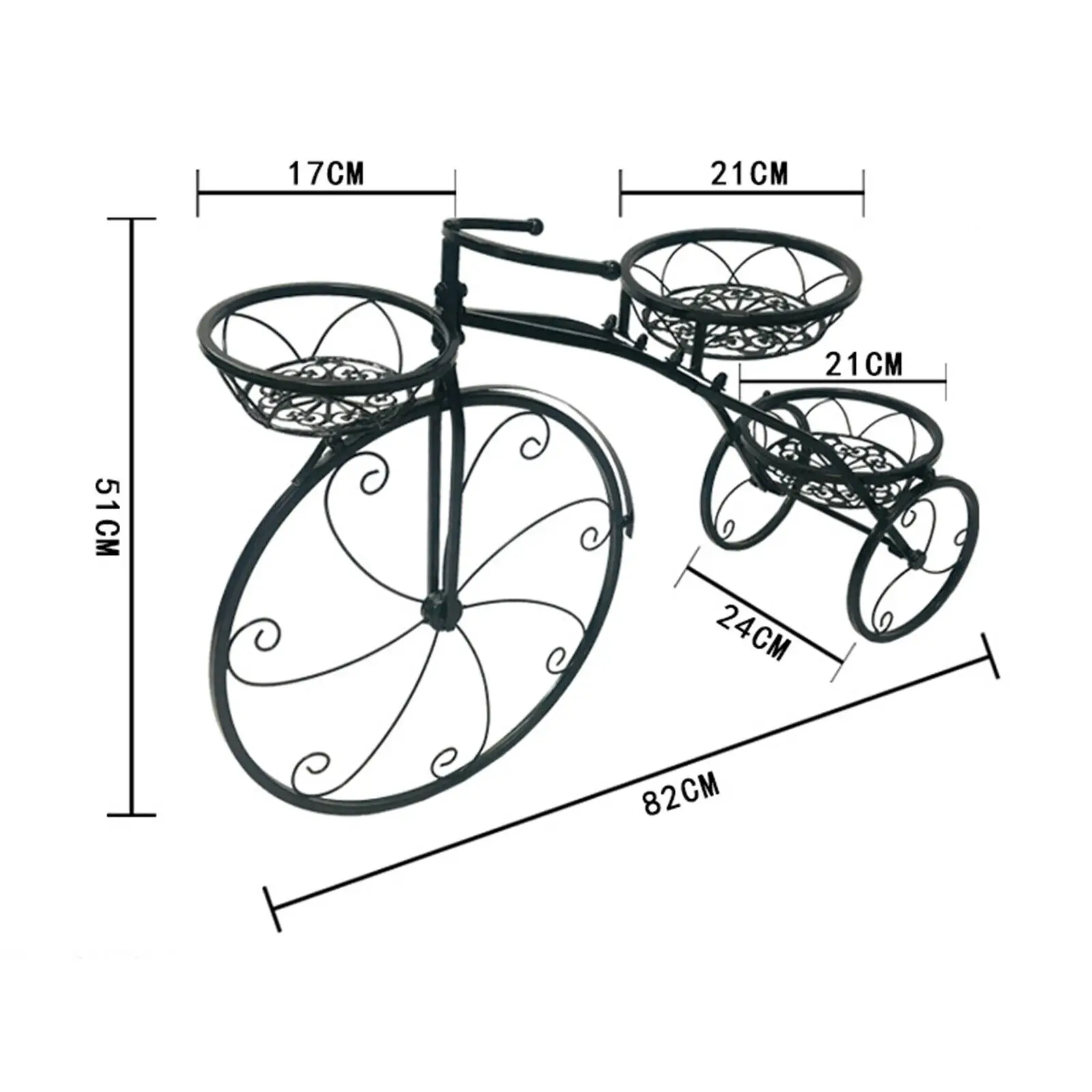 3 Tier Indoor Bike Plant Stand Bicycle Planter Black Flower Pot Holder Iron Tricycle Shaped Storage Display Shelf