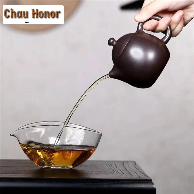 250ml Authentic Yixing Purple Clay Teapots Handmade Dragon Egg Pot Raw Ore Mud Tea Maker Kettle With Infuser Zisha Tea Set Gift