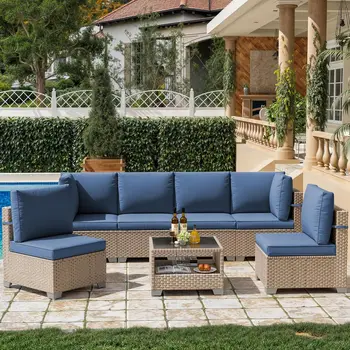 7 Piece Outdoor Wicker Sofa Set 1