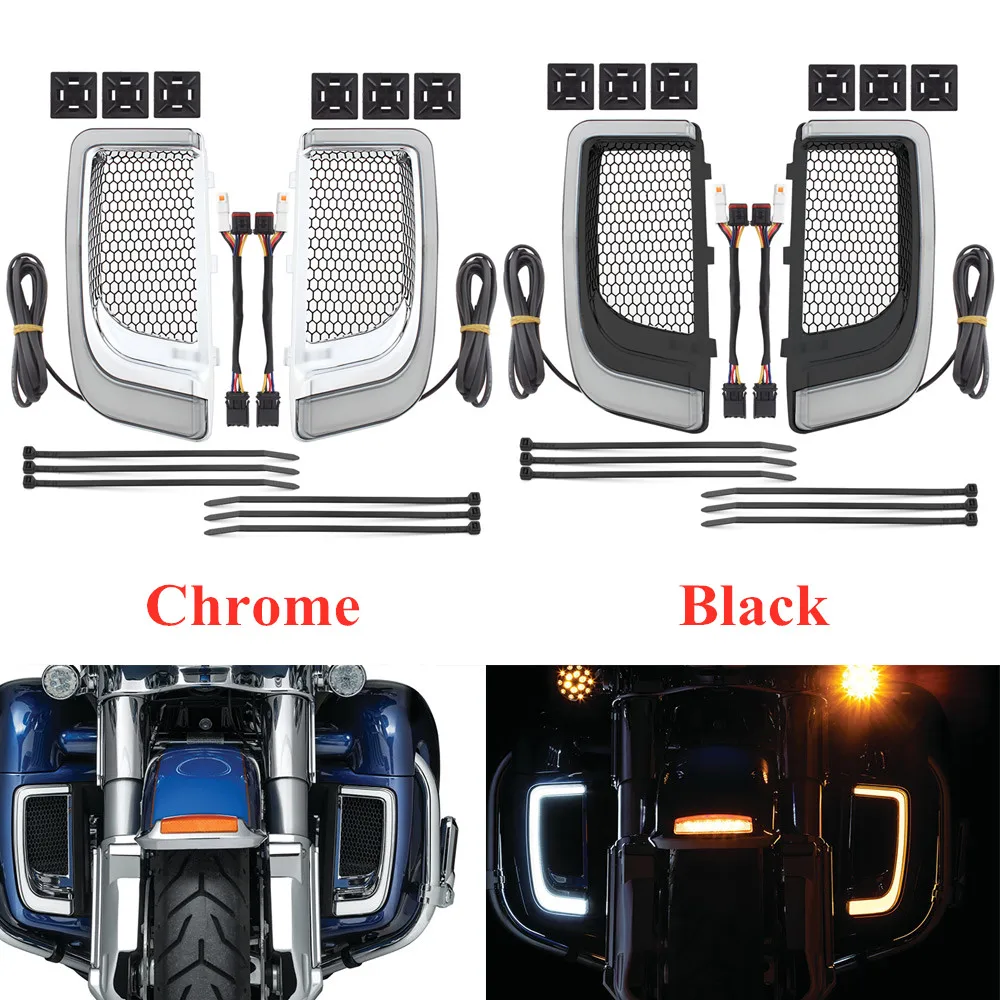 

Motorcycle LED Turn Signal Light Fairing Lower Grills Light For Harley Touring Street Glide Electra Road Glide Ultra Limited
