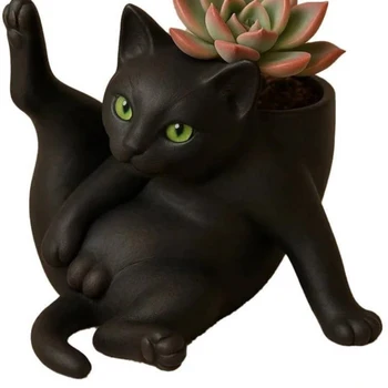 Funny Cat Planter Flower Pot Holder 1