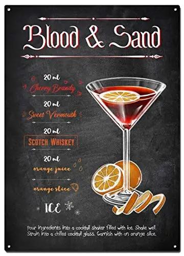 

STYSLS Blood and Sand Metal Tin Signs, Drinks and Cocktails Colorfast Posters, Decorative Signs Wall Art Home Decor