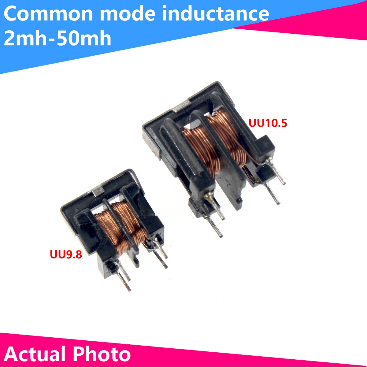2PCS UU10.5 UU9.8 Common Mode Choke Inductor 10mH 20mH 30mH For Filter Inductance Pitch 10*13mm Copper wire Common Inductor