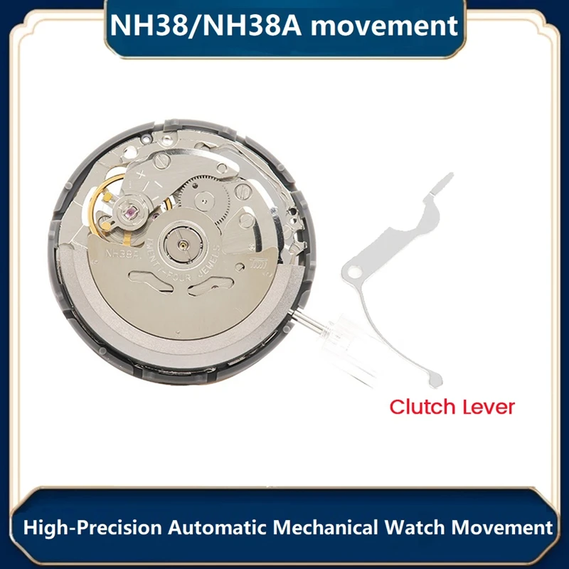 

NH38/NH38A Watch Movement+Steel Stem+Clutch Lever Kit High-Precision Automatic Chain Up Mechanical Watch Movement