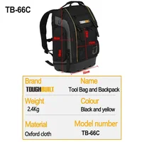 ToughBuilt TB-66C Tool Bag and Backpack Rugged Off-Road Base, for Heavy-Duty Jobsite Back Pack for Electricians, Construction 2