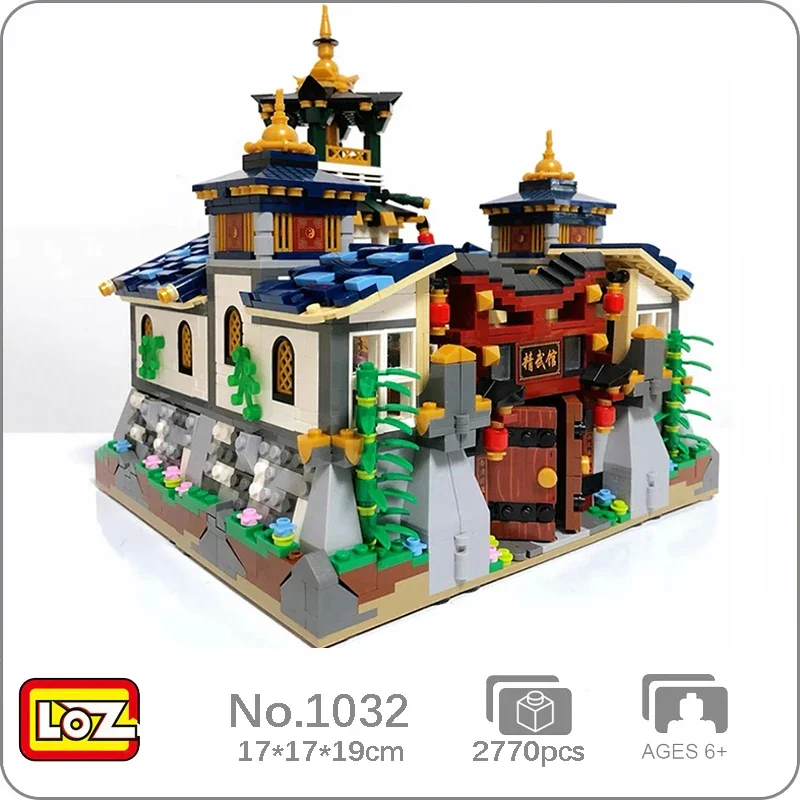 

LOZ 1032 World Architecture Martial Arts Kung Fu School Palace Bell Tower 3D Mini Blocks Bricks Building Toy For Children No Box