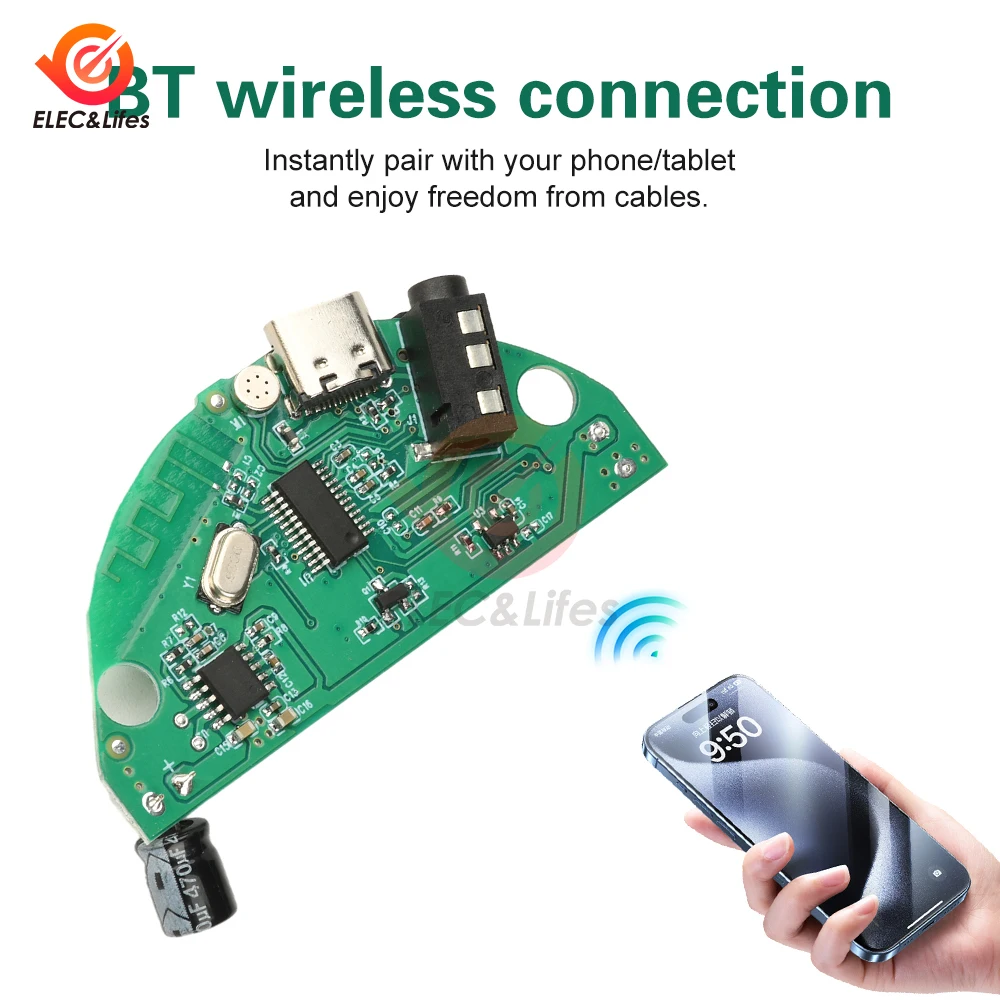 Portable Bluetooth Audio Amplifier Module 3.7V Battery or Type-C Powered Hi-Fi 3D Stereo 4W SD Card AUX Input for DIY Speakers - 2