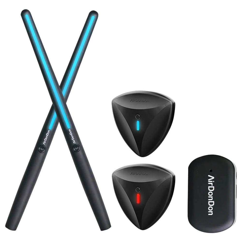Portable Air Drum Set Air Electronic Drum Sticks Bluetooth-Compatible Foot Sensor Virtual Sticks for Kids Adults