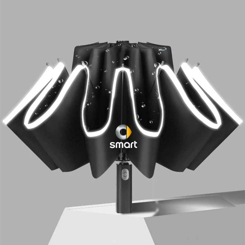 Automatic Umbrella with Led Light Umbrella 10 Ribs 3-folding Inverted For Smart 451 brabus Smart 453 fortwo forfour
