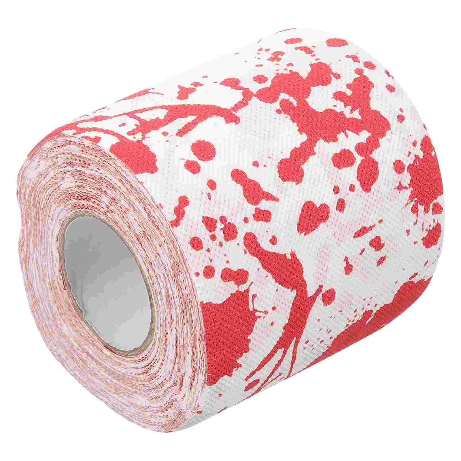 Bloodstain Scary Printed Roll Paper Red Toilet Paper for Bathroom Decor and Halloween Party Supplies