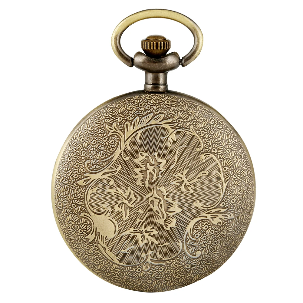 Montre de poche à quartz rétro en bronze pour hommes et femmes, affichage numérique romain, horloge à pendentif vintage, pull Fob