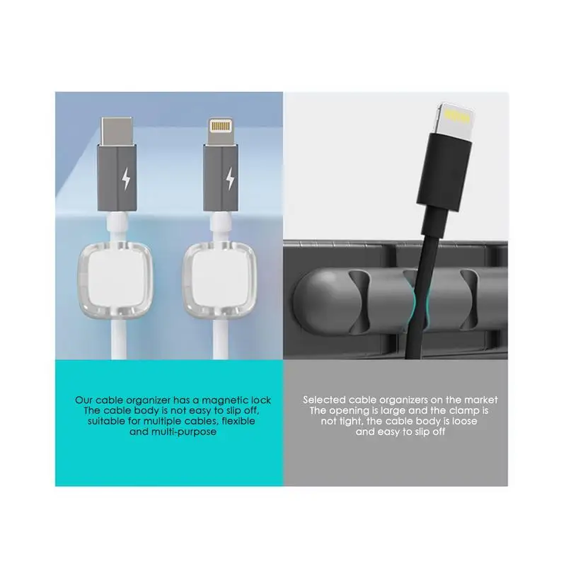 Cord Holder Magnet Wire Holder Phone Charging Cable Keeper Desk Wire Charger Clip Management For Wall Nightstand 5