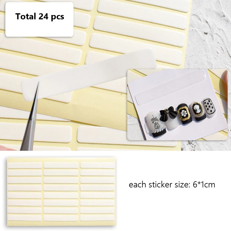 Double-sided Tape Stickers, Cut-Free Glue, DIY False Fake Nail, Manicure Tool, 24/100 Tips 2