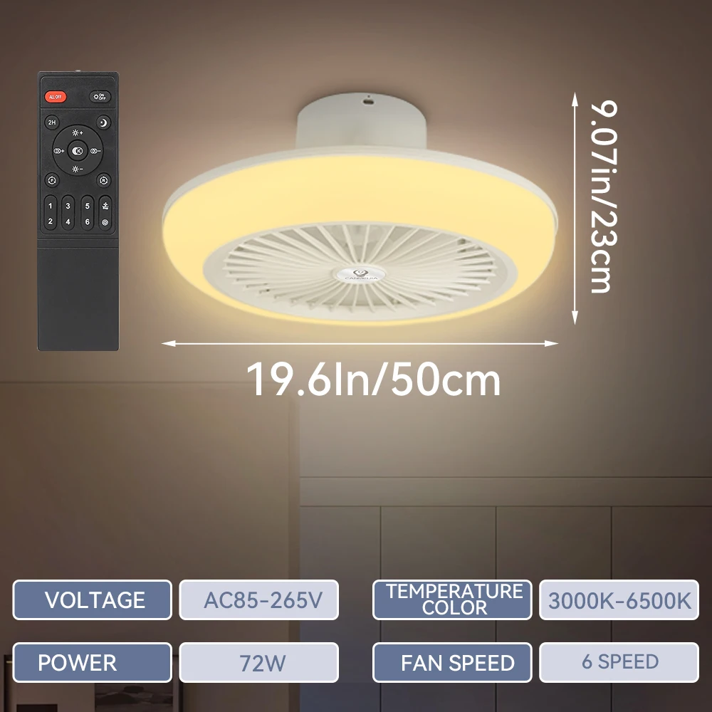 Smart Led Ceiling Fan Light 72W Remote Control Large Led Fan Lamp for Living Room Decor Dimmable Ceiling Fan Lighting Indoor 6
