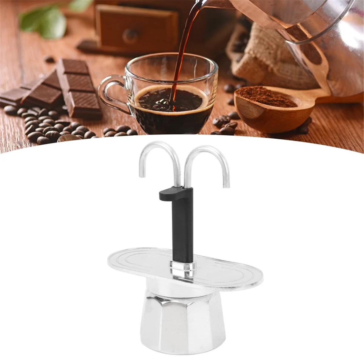 Compact 2 Cup Stovetop Espresso Maker - 100ml Double Aluminum Coffee Pot for Home, Cafe, or Office