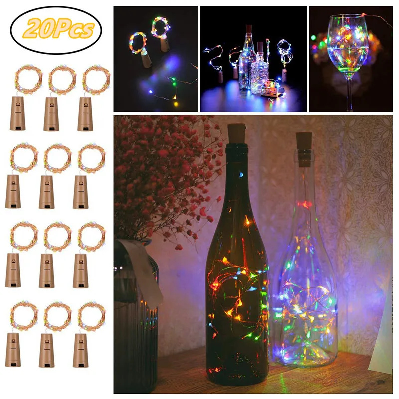 

1-20Pcs Cork Shaped LED String Light Copper Wire String Holiday Outdoor Fairy Lights For Christmas Party Wedding Bar Decoration