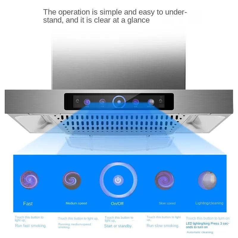 Automatic cleaning range hood small size 50/60cm high suction apartment single stove top suction range hood small size 4