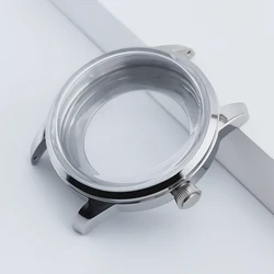 Elegant 40mm Silver Cocktail Watch Case with Arch Glass & Transparent Back Cover (Silver)