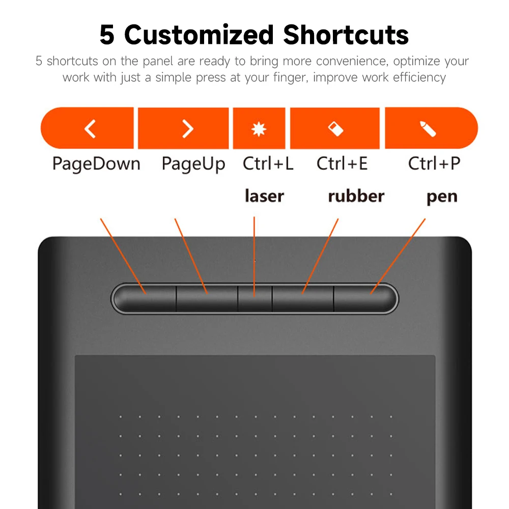 그래픽 태블릿 드로잉 태블릿, 8192 레벨 압력 감도, 5080LPI 해상도, 230..