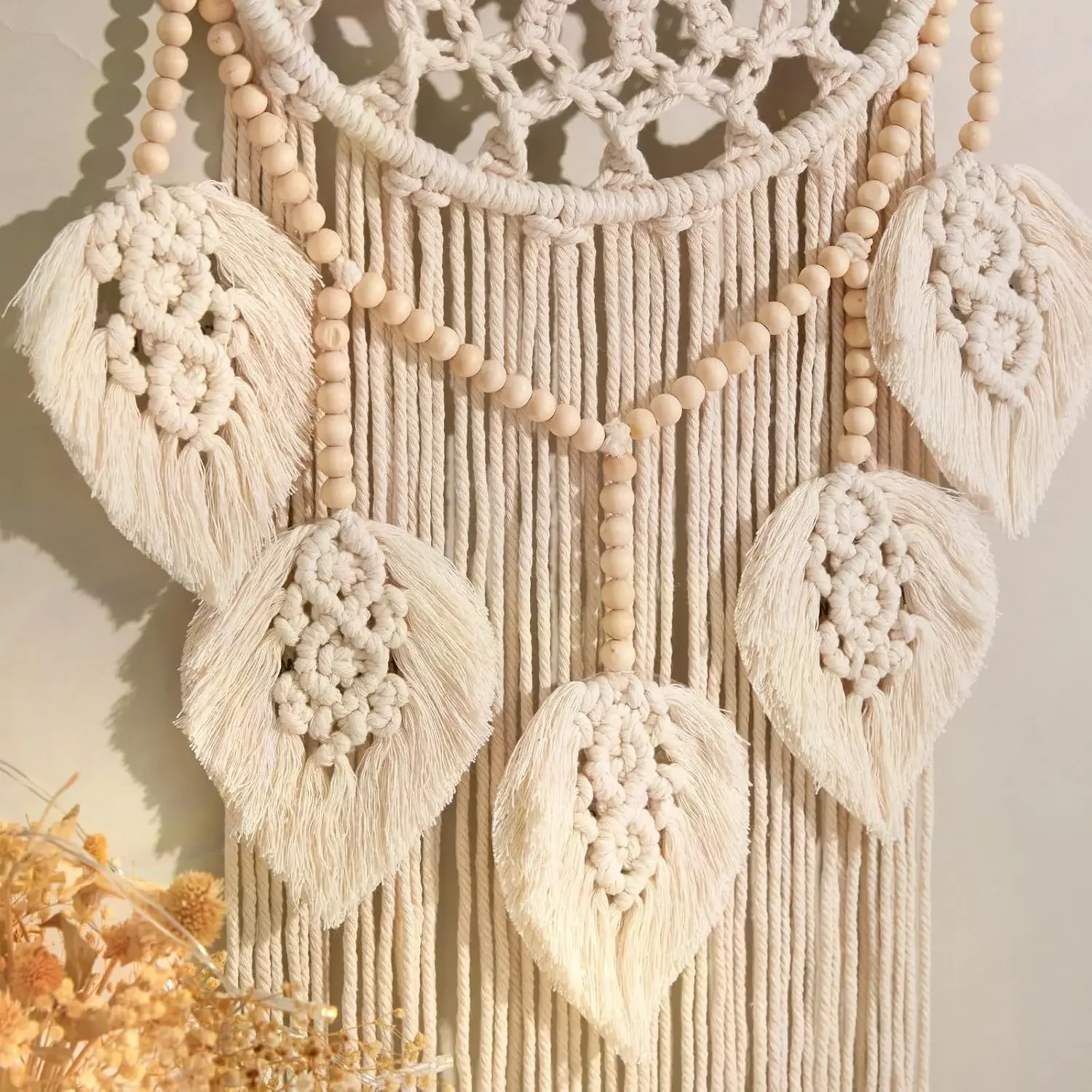 Acchiappasogni fatto a mano,Boho Dreamcatcher bianco per camera da letto | Rete circolare tradizionale per decorazioni da parete, camera da letto per bambini, decorazioni per la casa, Rianpesn