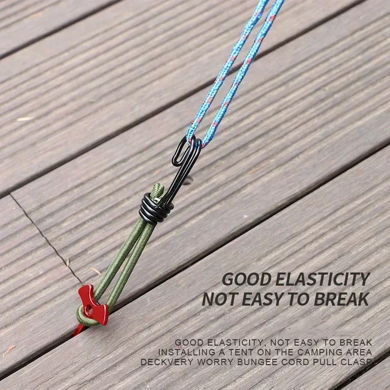 Outdoor Tent Ropes Camping Tent Accessories 15cm Tent Elastic Rope Cord with Hook Camping Tent Fixation Elastic Stretch Rope