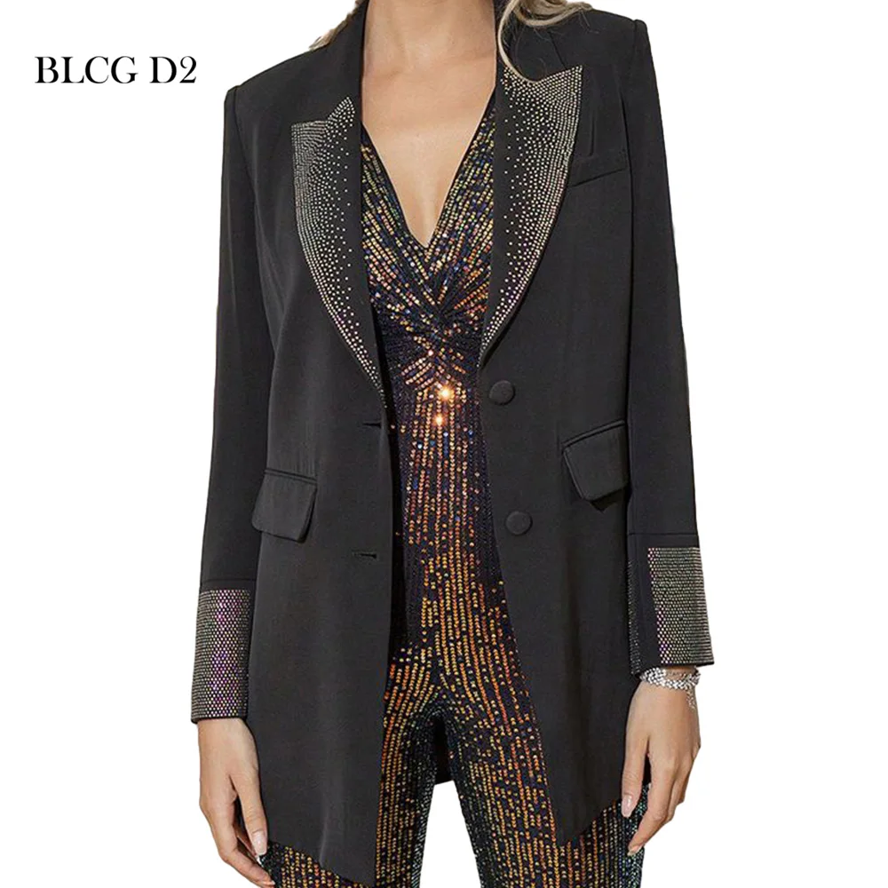 

BLCG D2 Black Blazer Diamonds Women's Luxury Tailoring Blazer Plus Size Women's Clothing BL08945