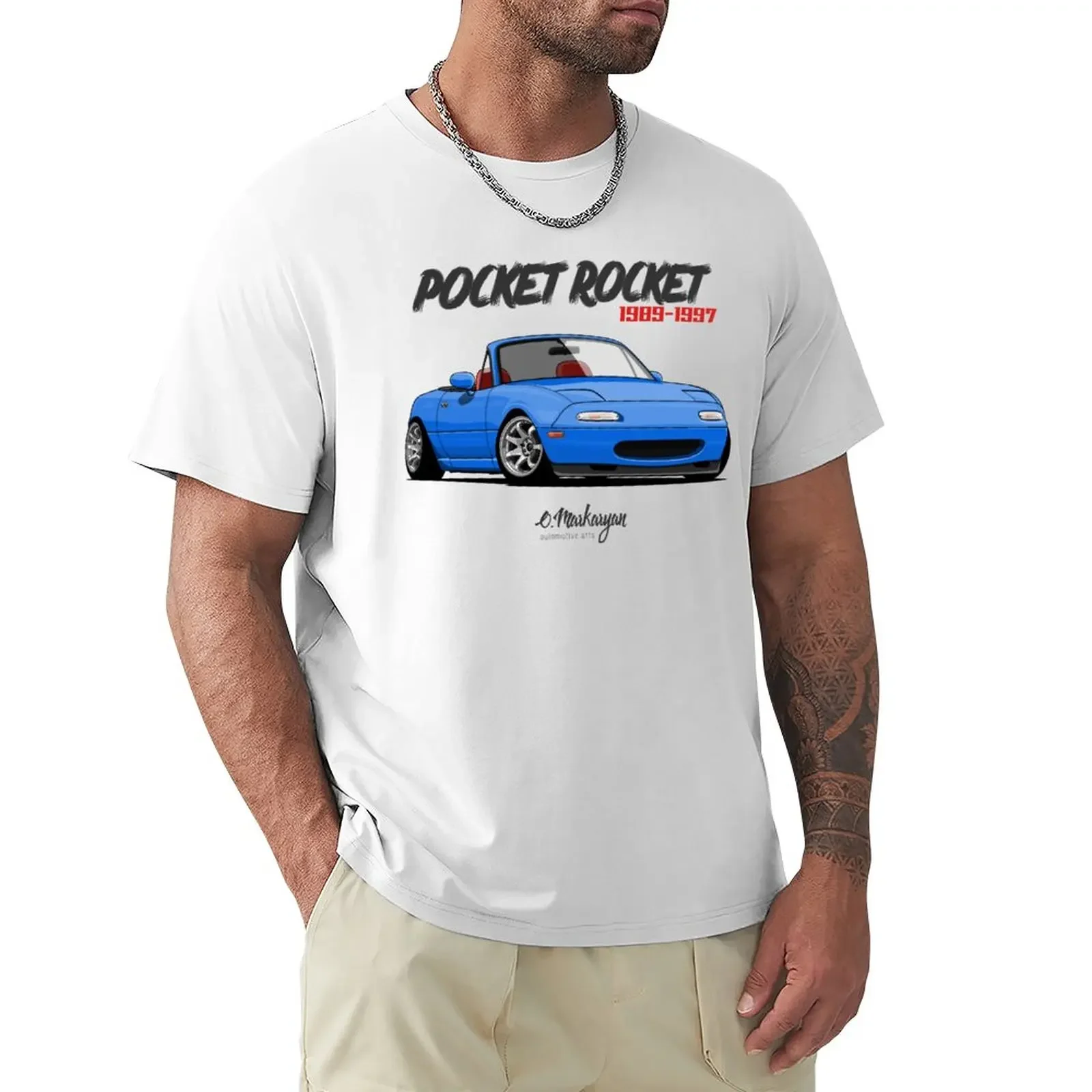 Mx-5 Miata (Blu) T-Shirt Hippie Clothes Funnys Plain White T-Shirt Uomo